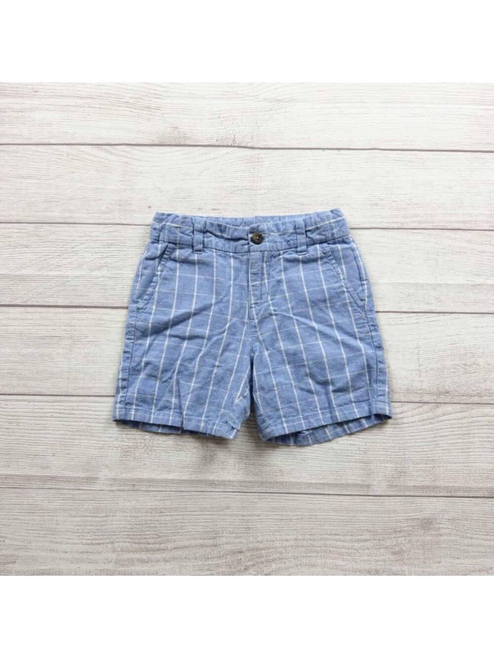Janie And Jack Blue Striped Linen Blend Boys Shorts 4